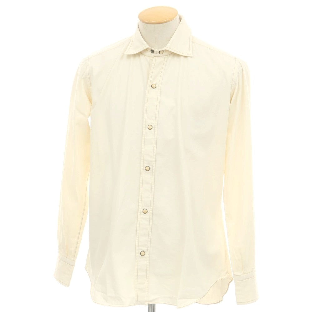 【新品】サンニーノ SANNINO コットン セミワイドカラー カジュアルシャツ アイボリー【 37 】【 状態ランクN 】【 メンズ 】
