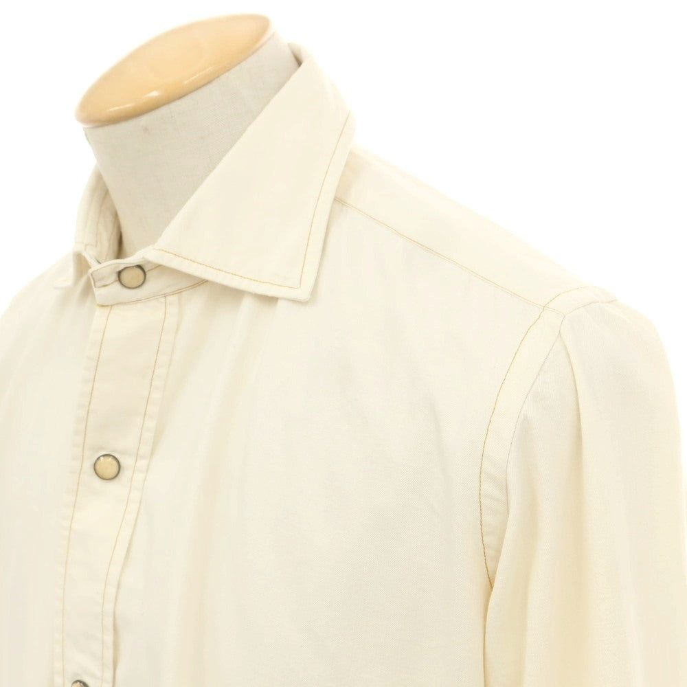 【新品】サンニーノ SANNINO コットン セミワイドカラー カジュアルシャツ アイボリー【 37 】【 状態ランクN 】【 メンズ 】