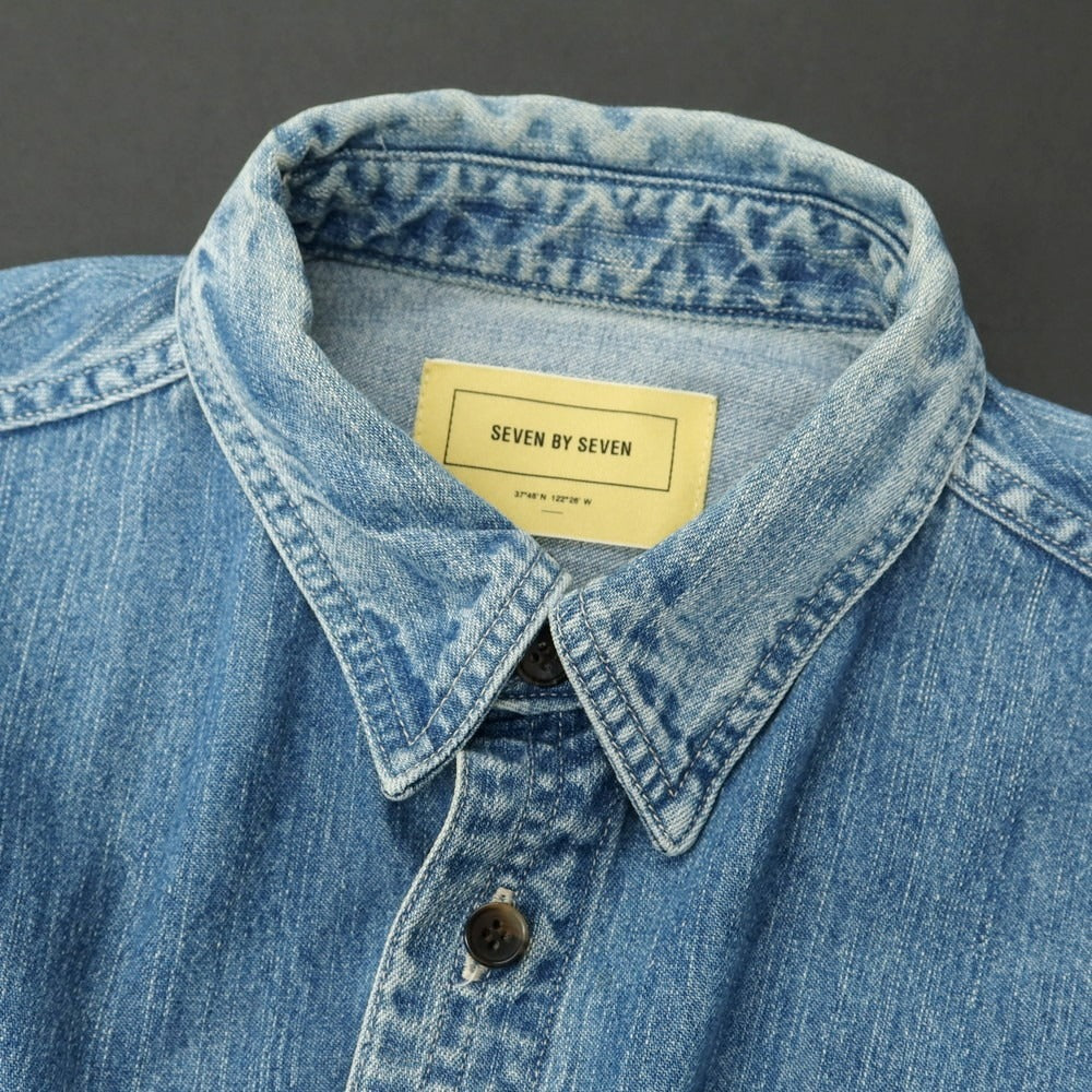 【中古】セブン バイ セブン SEVEN BY SEVEN コットン系 デニム レギュラーカラー カジュアルシャツ ブルー【 L位 】【 状態ランクC 】【 メンズ 】