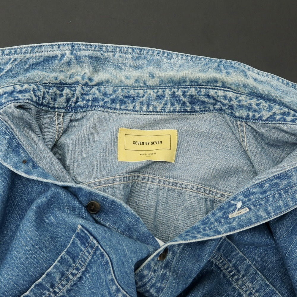 【中古】セブン バイ セブン SEVEN BY SEVEN コットン系 デニム レギュラーカラー カジュアルシャツ ブルー【 L位 】【 状態ランクC 】【 メンズ 】