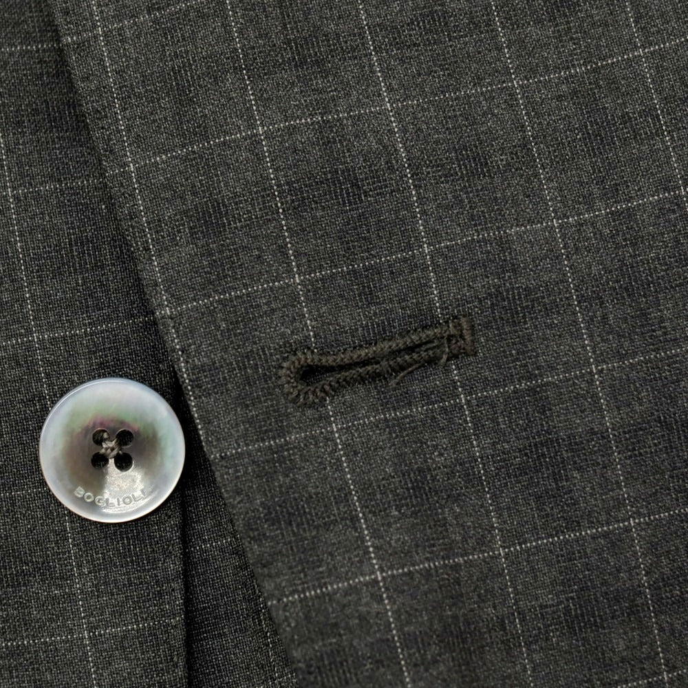 【中古】ボリオリ BOGLIOLI ウール チェック 3つボタンスーツ グレー【サイズ48】【 状態ランクC 】【 メンズ 】