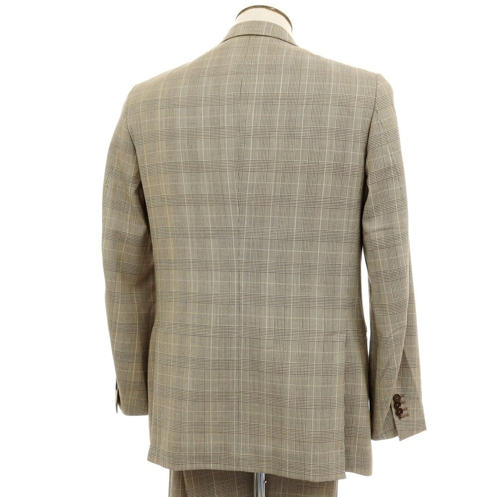 【中古】イザイア ISAIA ウール チェック 3つボタンスーツ ベージュxブラウン【サイズ50】【 状態ランクC 】【 メンズ 】
