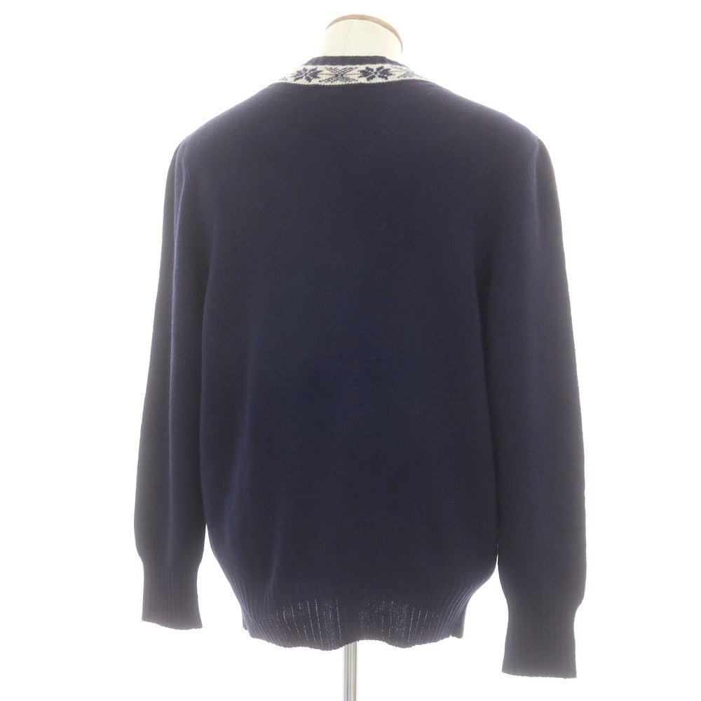 【中古】ナポレオンエルバ NAPOLEONERBA ウール Vネック プルオーバーニット ネイビー【 50 】【 状態ランクB 】【 メンズ 】