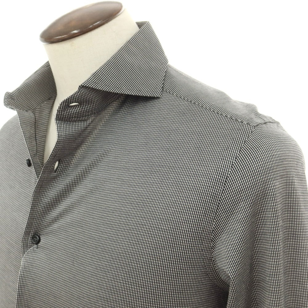 【中古】ギローバー GUY ROVER コットン チェック ホリゾンタルカラー カジュアルシャツ ブラックxホワイト【 L 】【 状態ランクB 】【 メンズ 】