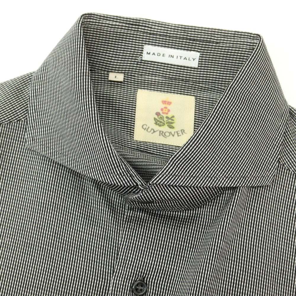 【中古】ギローバー GUY ROVER コットン チェック ホリゾンタルカラー カジュアルシャツ ブラックxホワイト【 L 】【 状態ランクB 】【 メンズ 】