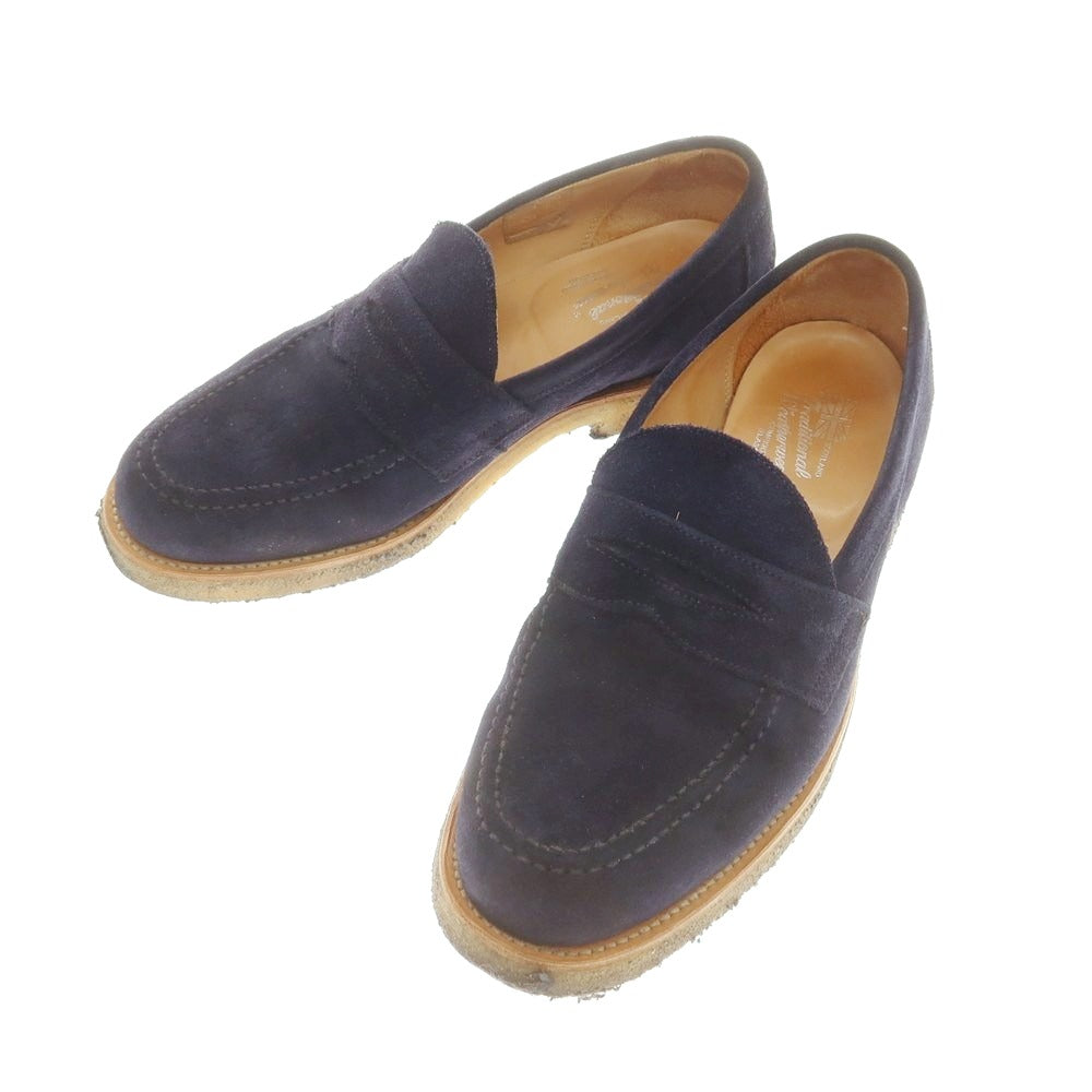 【中古】トラディショナルウェザーウェア Traditional Weatherwear SANDERS製 スエード コインローファー ネイビー【 8 1/2 】【 状態ランクB 】【 メンズ 】