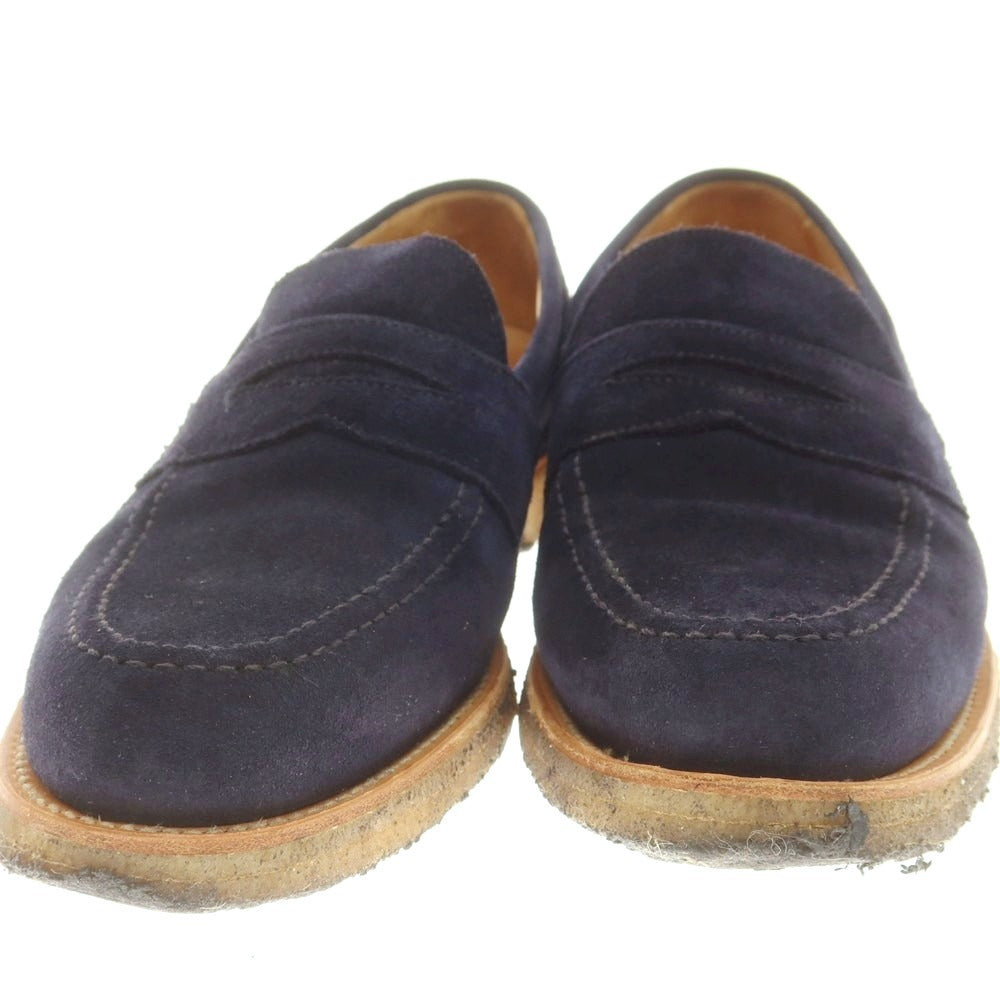 【中古】トラディショナルウェザーウェア Traditional Weatherwear SANDERS製 スエード コインローファー ネイビー【 8 1/2 】【 状態ランクB 】【 メンズ 】