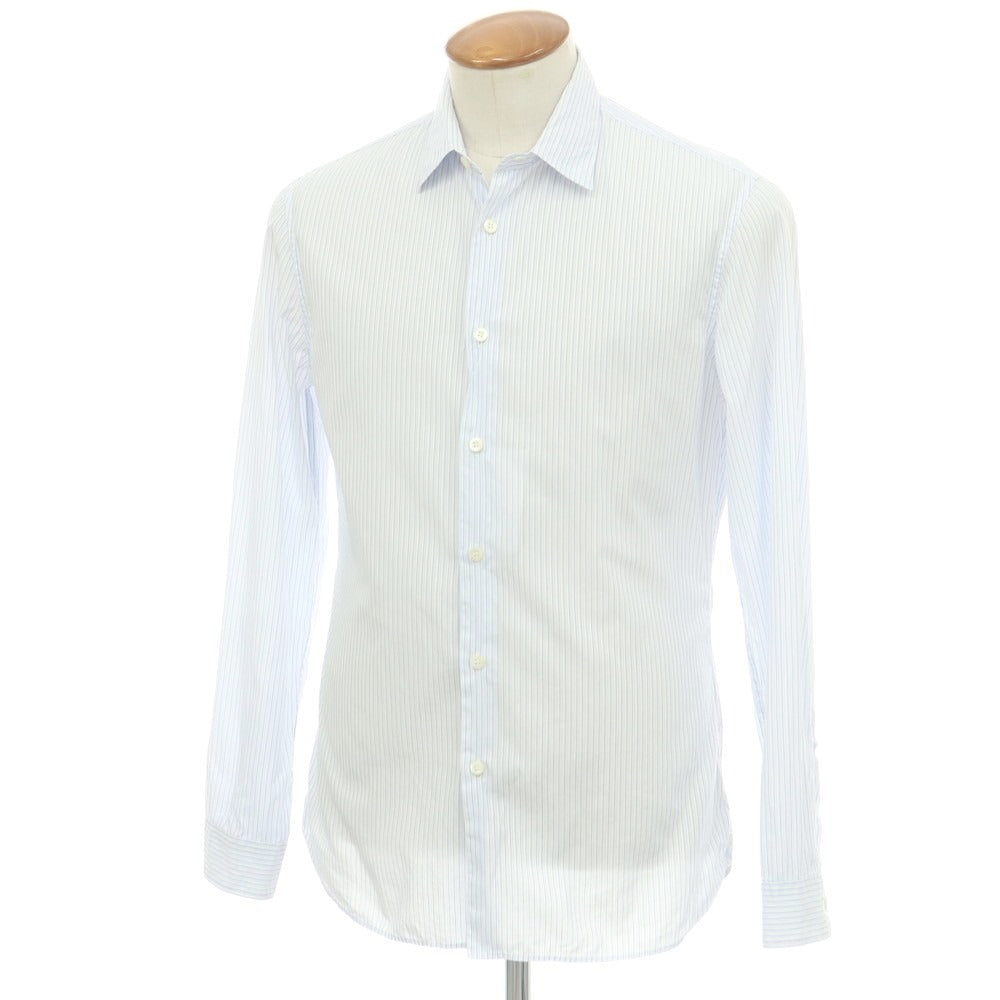 【中古】プラダ PRADA コットン ストライプ レギュラーカラー ドレスシャツ ホワイトxブルー【 39 】【 状態ランクC 】【 メンズ 】
