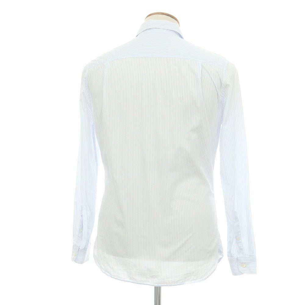 【中古】プラダ PRADA コットン ストライプ レギュラーカラー ドレスシャツ ホワイトxブルー【 39 】【 状態ランクC 】【 メンズ 】