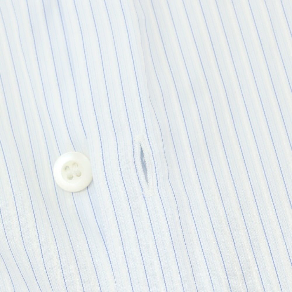【中古】プラダ PRADA コットン ストライプ レギュラーカラー ドレスシャツ ホワイトxブルー【 39 】【 状態ランクC 】【 メンズ 】
