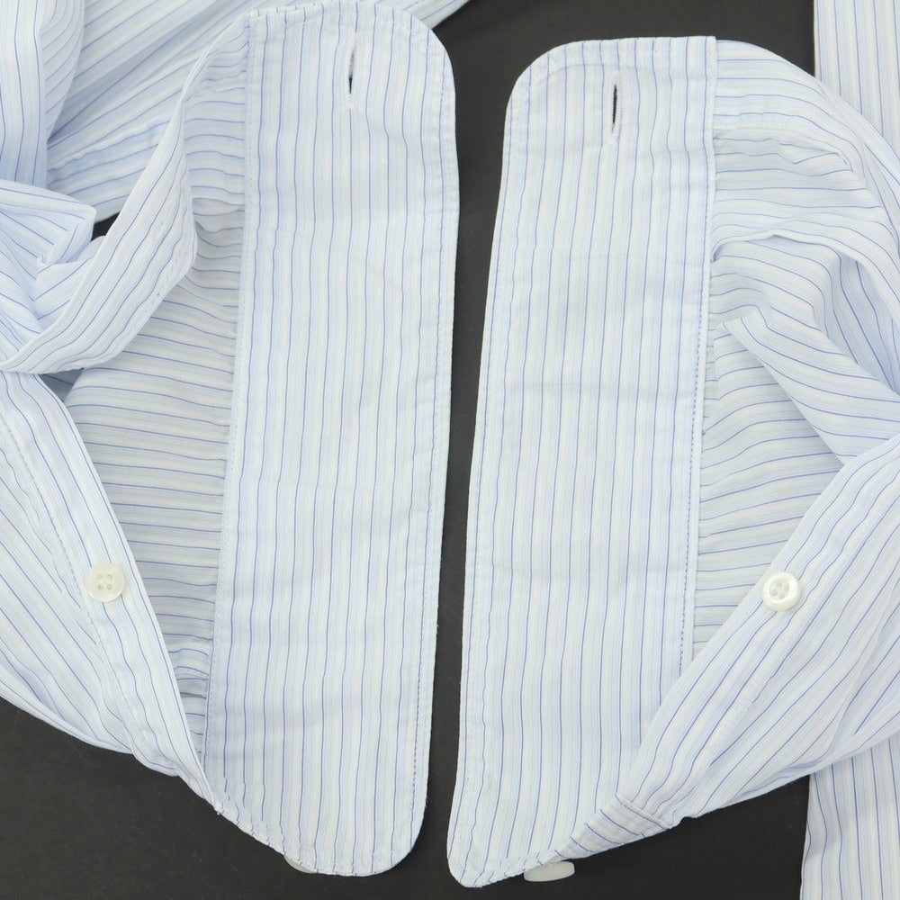 【中古】プラダ PRADA コットン ストライプ レギュラーカラー ドレスシャツ ホワイトxブルー【 39 】【 状態ランクC 】【 メンズ 】