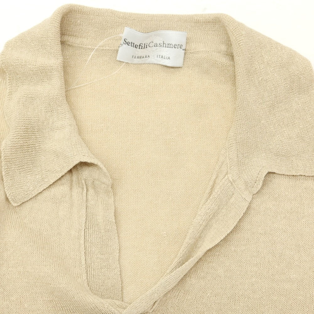 【中古】セッテフィーリ カシミア Settefili Cashmere リネンコットン スキッパー ポロニット ベージュ【 46/XS 】【 状態ランクC 】【 メンズ 】