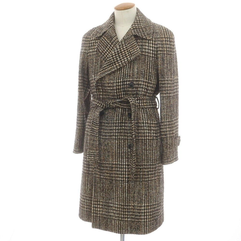 【中古】タリアトーレ TAGLIATORE ウールアクリル チェック ダブルブレストコート ベージュxブラック【 46 】【 状態ランクB 】【 メンズ 】