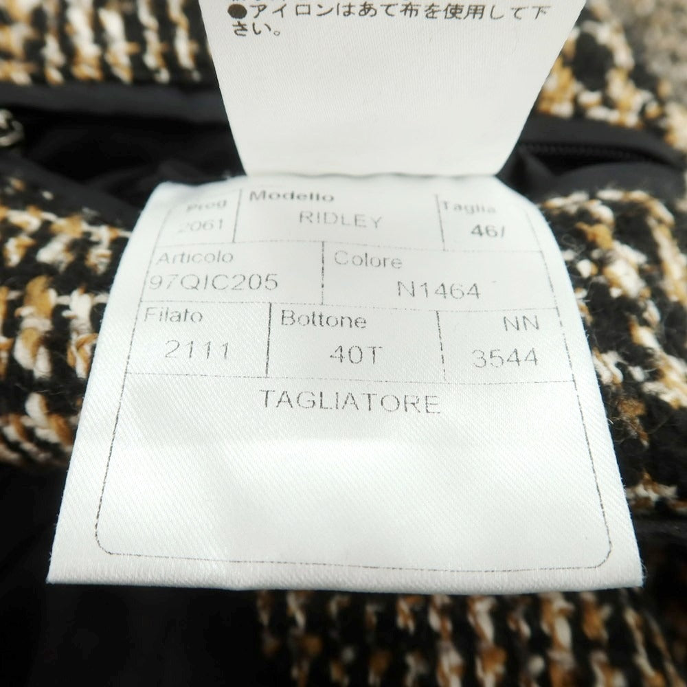 【中古】タリアトーレ TAGLIATORE ウールアクリル チェック ダブルブレストコート ベージュxブラック【 46 】【 状態ランクB 】【 メンズ 】