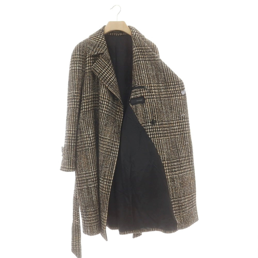 【中古】タリアトーレ TAGLIATORE ウールアクリル チェック ダブルブレストコート ベージュxブラック【 46 】【 状態ランクB 】【 メンズ 】