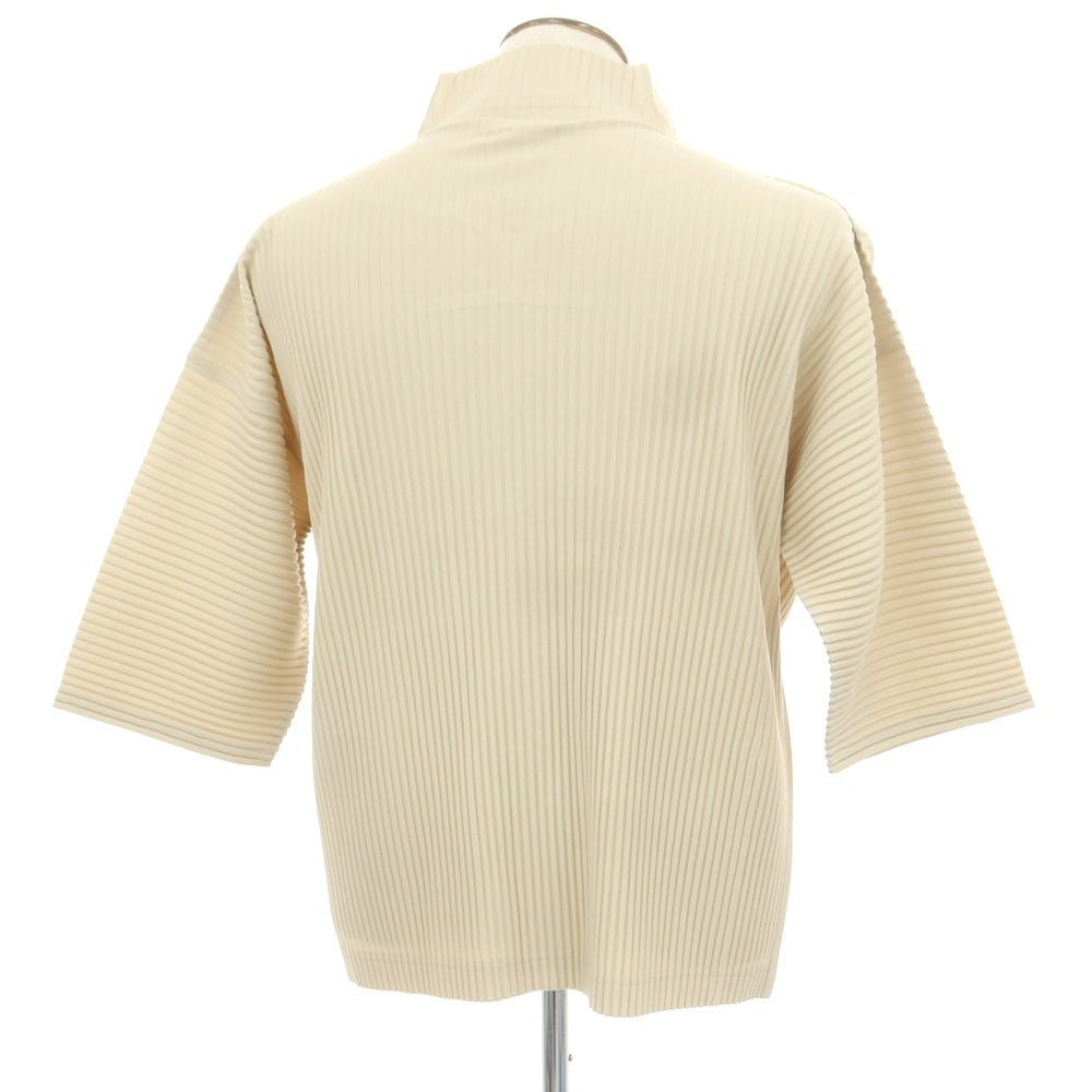 【中古】オム プリッセ イッセイミヤケ HOMME PLISSE ISSEY MIYAKE プリーツ加工 ジップアップ 半袖カーディガン ベージュ【 表記なし(L位) 】【 状態ランクB 】【 メンズ 】
