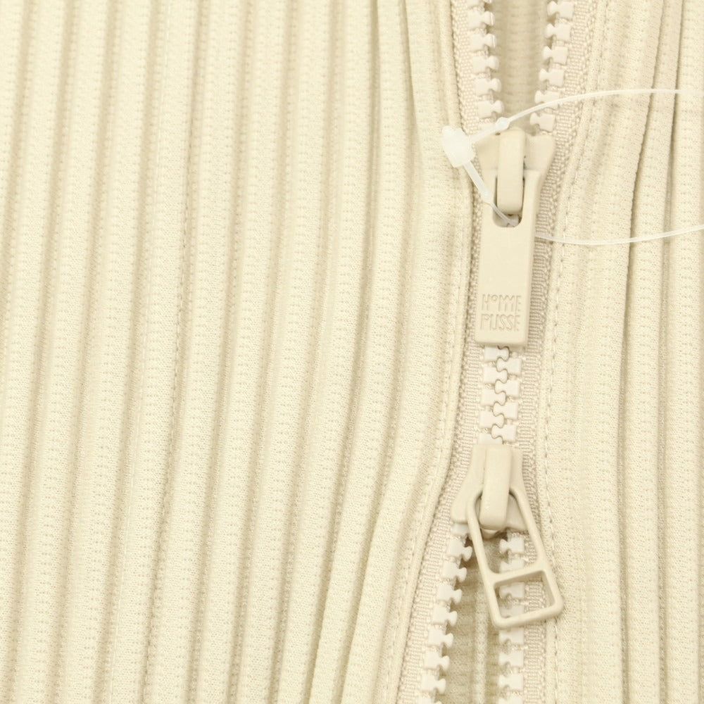 【中古】オム プリッセ イッセイミヤケ HOMME PLISSE ISSEY MIYAKE プリーツ加工 ジップアップ 半袖カーディガン ベージュ【 表記なし(L位) 】【 状態ランクB 】【 メンズ 】