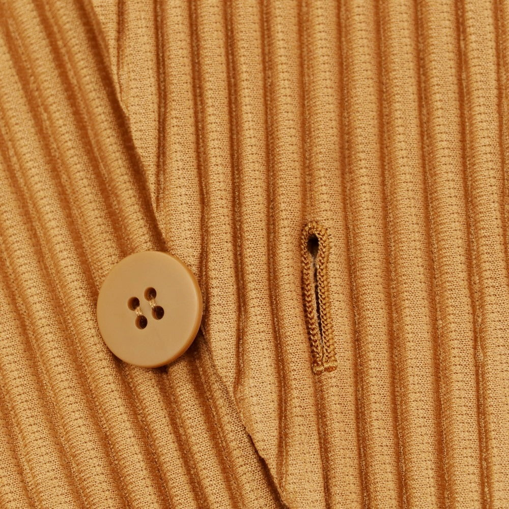 【中古】オム プリッセ イッセイミヤケ HOMME PLISSE ISSEY MIYAKE プリーツ加工 カーディガン ライトブラウン【 表記なし(L位) 】【 状態ランクB 】【 メンズ 】