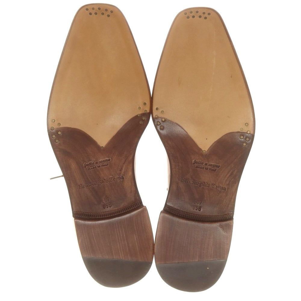 【中古】【未使用】エルメネジルドゼニア Ermenegildo Zegna ナポリクチュール ホールカット ドレスシューズ ライトブラウン【 7 】【 状態ランクS 】【 メンズ 】