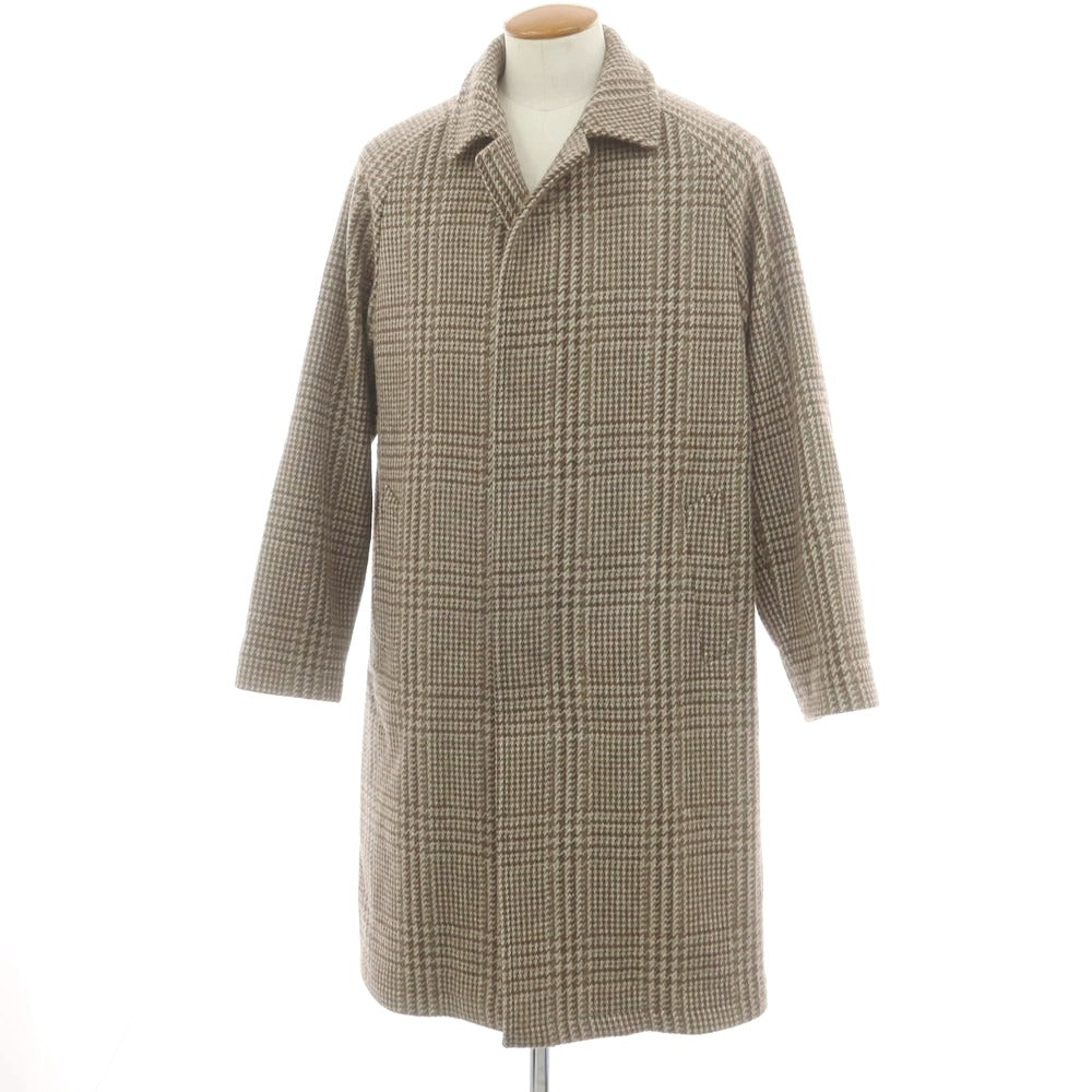 【中古】タリアトーレ TAGLIATORE Brilla per il gusto別注 ウール チェック ステンカラーコート グレーxブラウン【 46 】【 状態ランクA 】【 メンズ 】