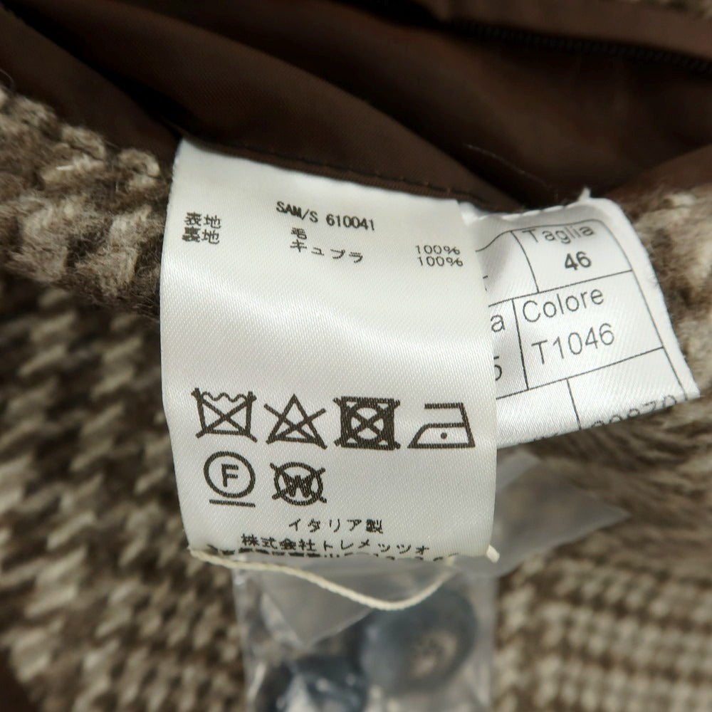 【中古】タリアトーレ TAGLIATORE Brilla per il gusto別注 ウール チェック ステンカラーコート グレーxブラウン【 46 】【 状態ランクA 】【 メンズ 】