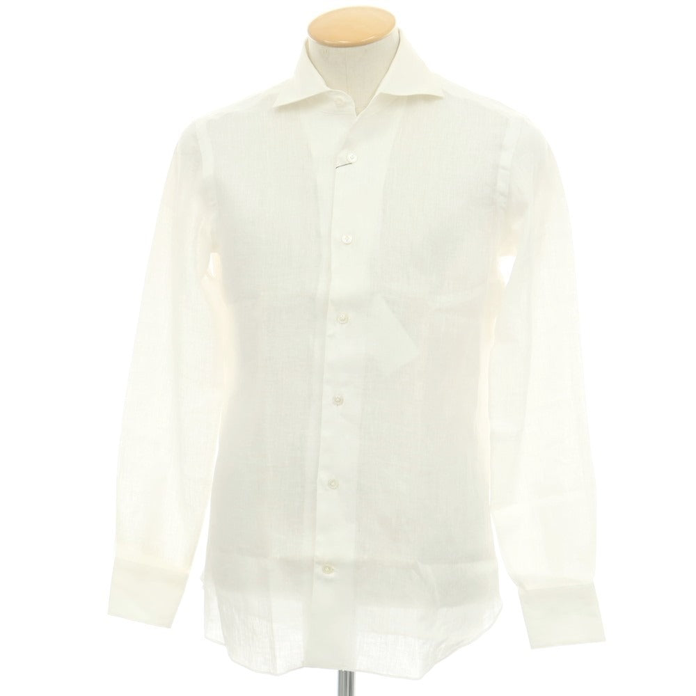 【中古】ボリエッロ BORRIELLO リネン ワイド ワンピースカラー カジュアルシャツ ホワイト【 37 】【 状態ランクD 】【 メンズ 】