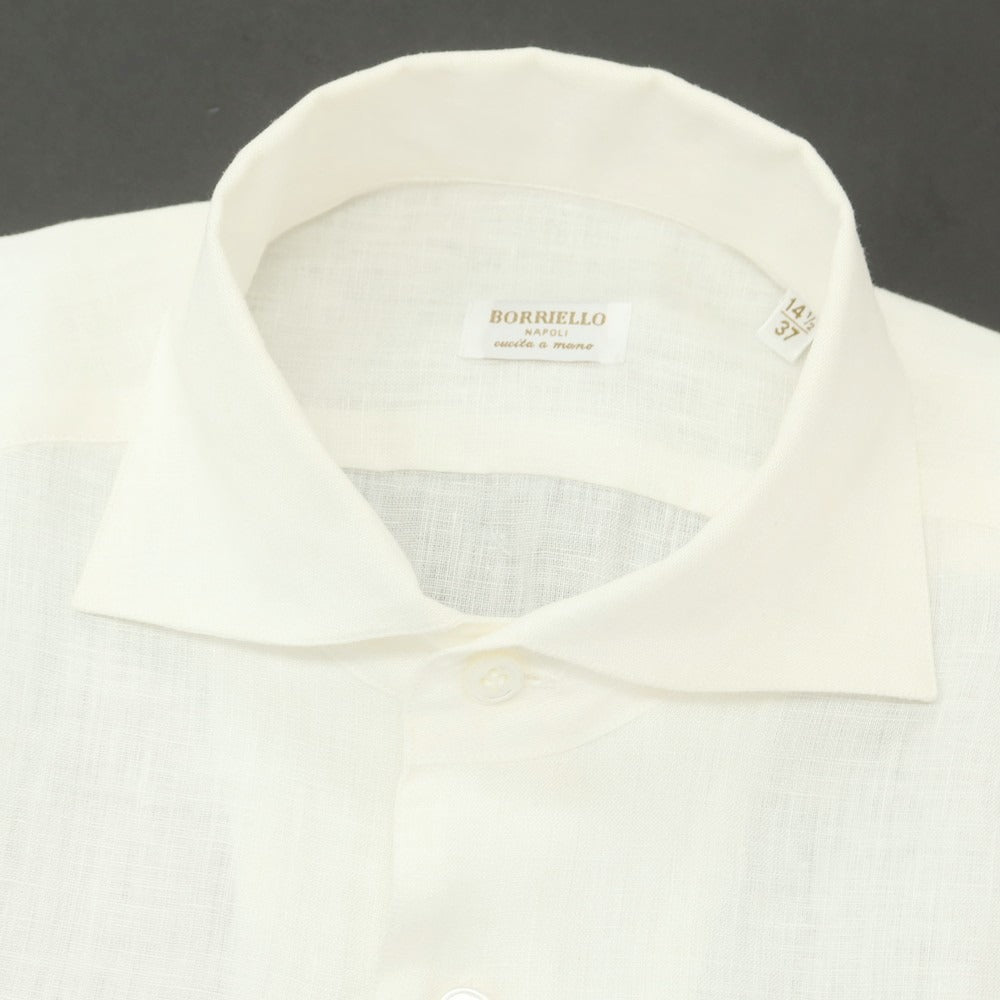 【中古】ボリエッロ BORRIELLO リネン ワイド ワンピースカラー カジュアルシャツ ホワイト【 37 】【 状態ランクD 】【 メンズ 】