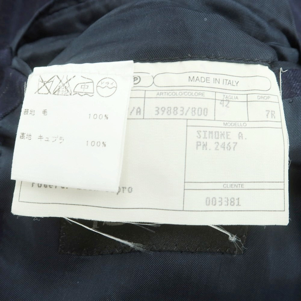 【中古】イザイア ISAIA SIMONE ウール ストライプ 3つボタンスーツ ネイビー【 42 】【 状態ランクC 】【 メンズ 】