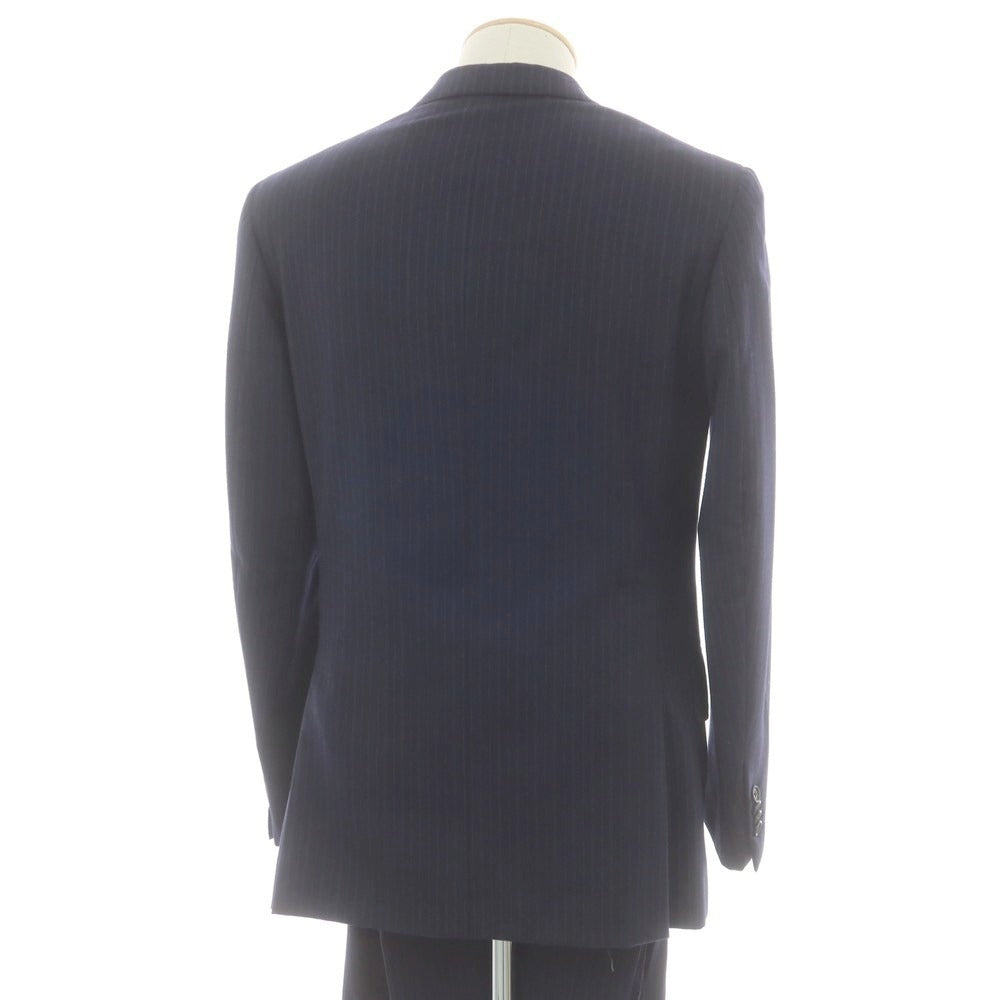 【中古】イザイア ISAIA SIMONE ウール ストライプ 3つボタンスーツ ネイビー【 42 】【 状態ランクC 】【 メンズ 】