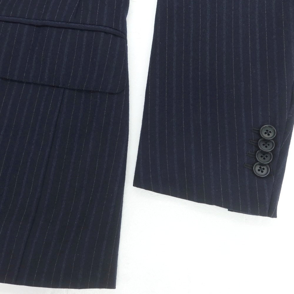 【中古】イザイア ISAIA SIMONE ウール ストライプ 3つボタンスーツ ネイビー【 42 】【 状態ランクC 】【 メンズ 】