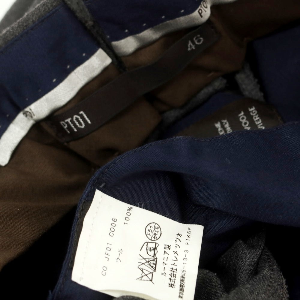 【中古】ピーティーゼロウーノ PT01 ウール カジュアルスラックスパンツ グレー【 46 】【 状態ランクB 】【 メンズ 】