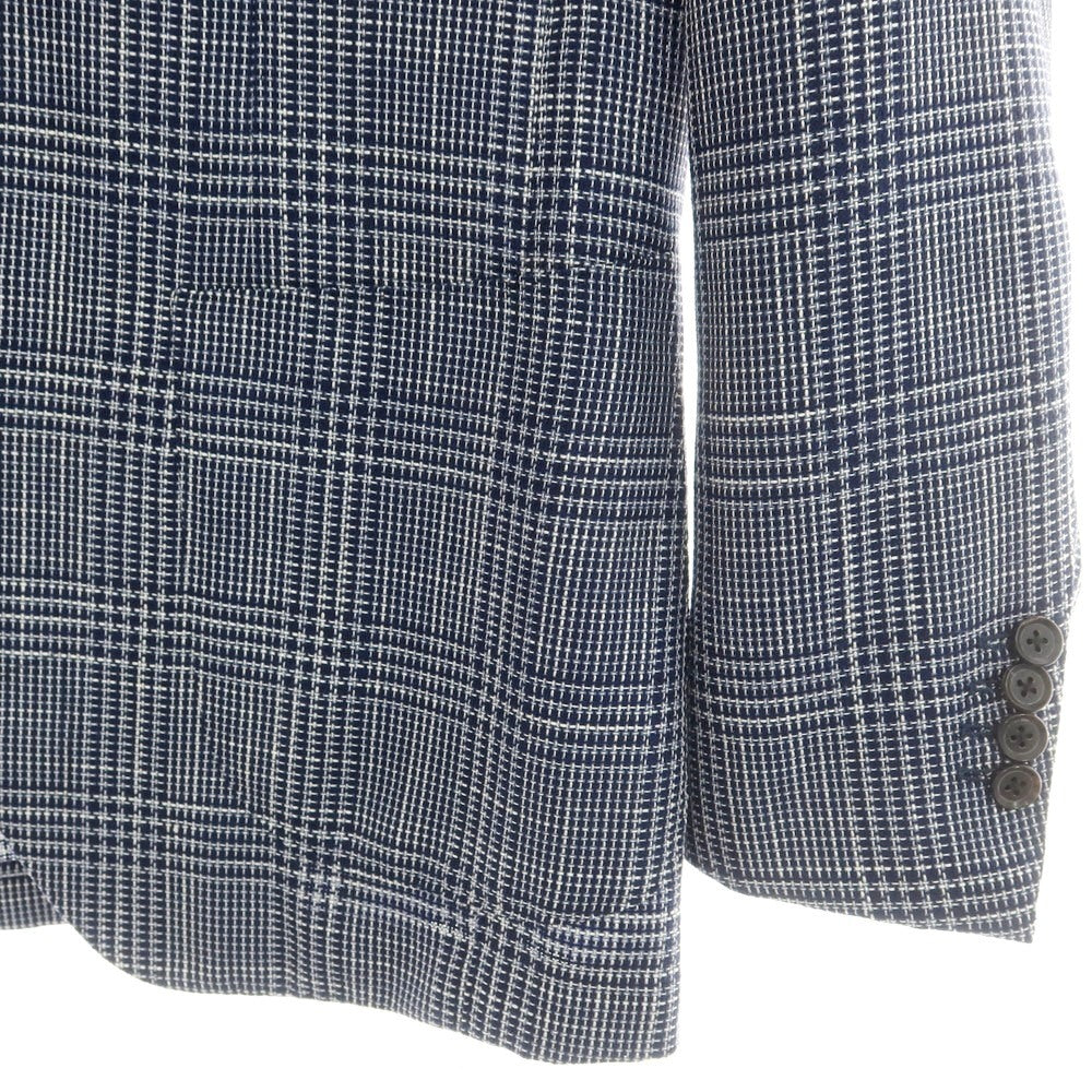 【中古】ブリッラ ペル イル グスト Brilla per il gusto ウールシルク グレンチェック 3B テーラードジャケット ネイビーxホワイト【 44 】【 状態ランクB 】【 メンズ 】