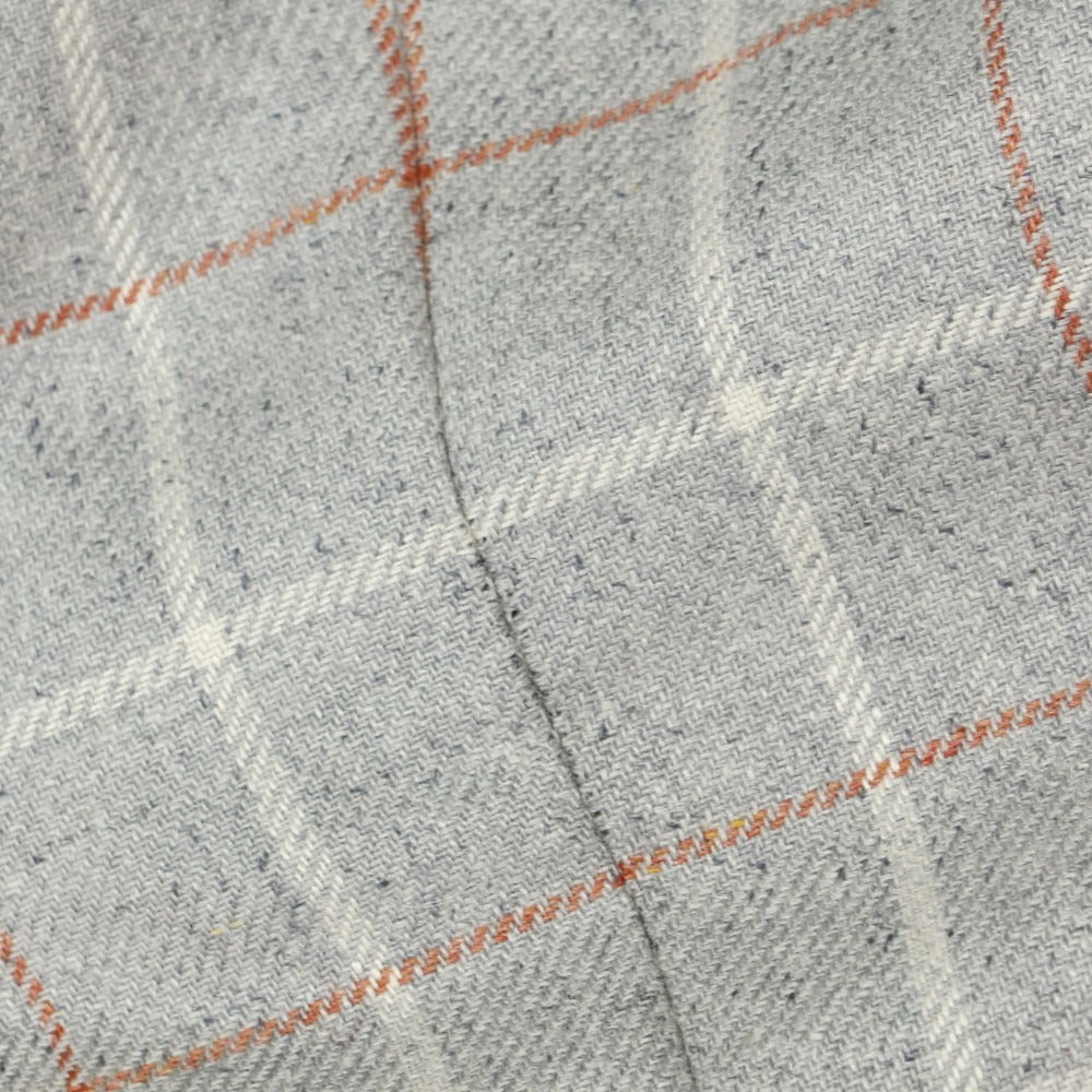 【中古】イザイア ISAIA SAILOR シルク チェック 3B テーラードジャケット ライトグレーxオレンジ【 42 】【 状態ランクD 】【 メンズ 】