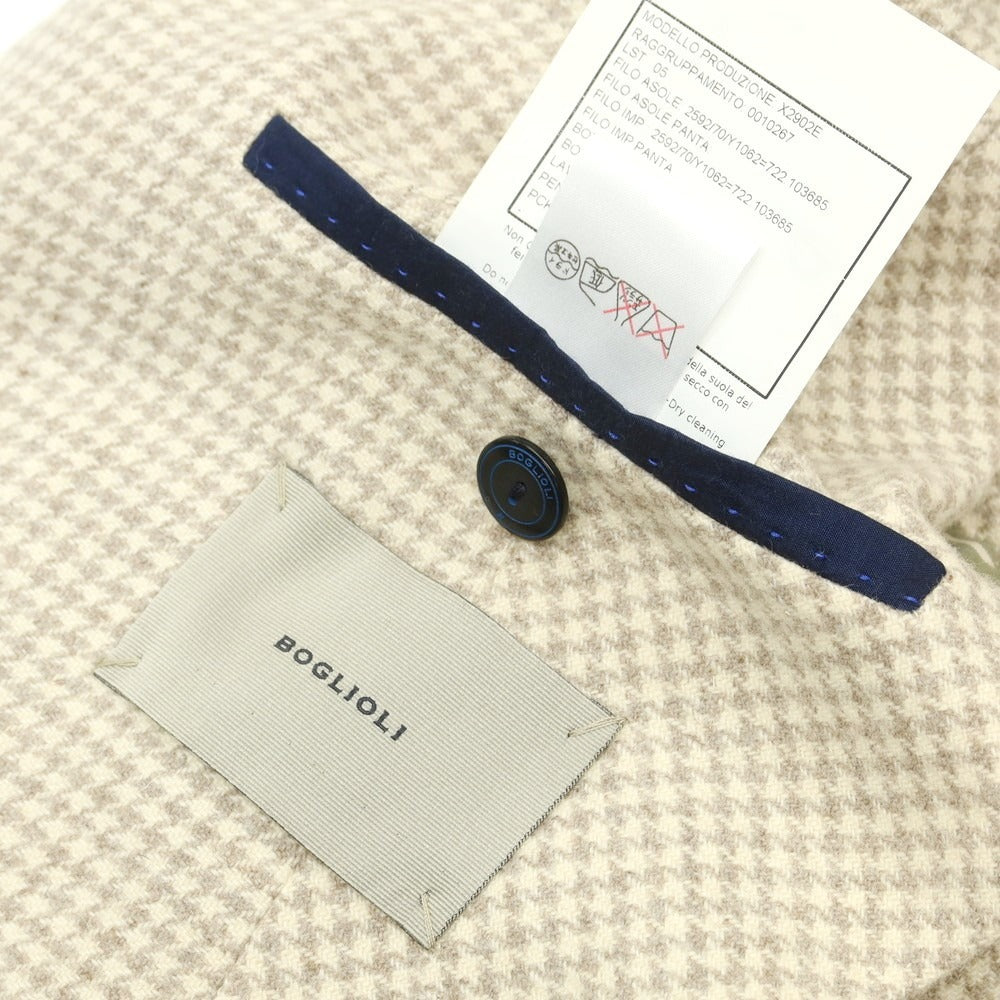 【中古】ボリオリ BOGLIOLI DOVER ウールカシミヤ テーラードジャケット グレージュxアイボリー【 44 】【 状態ランクA 】【 メンズ 】