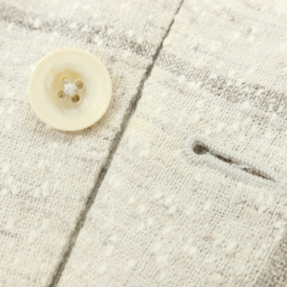 【中古】エルネスト ernesto GFB リネンナイロン ウィンドウペンチェック 2B カジュアルジャケット オフホワイトxグレー【 42 】【 状態ランクC 】【 メンズ 】