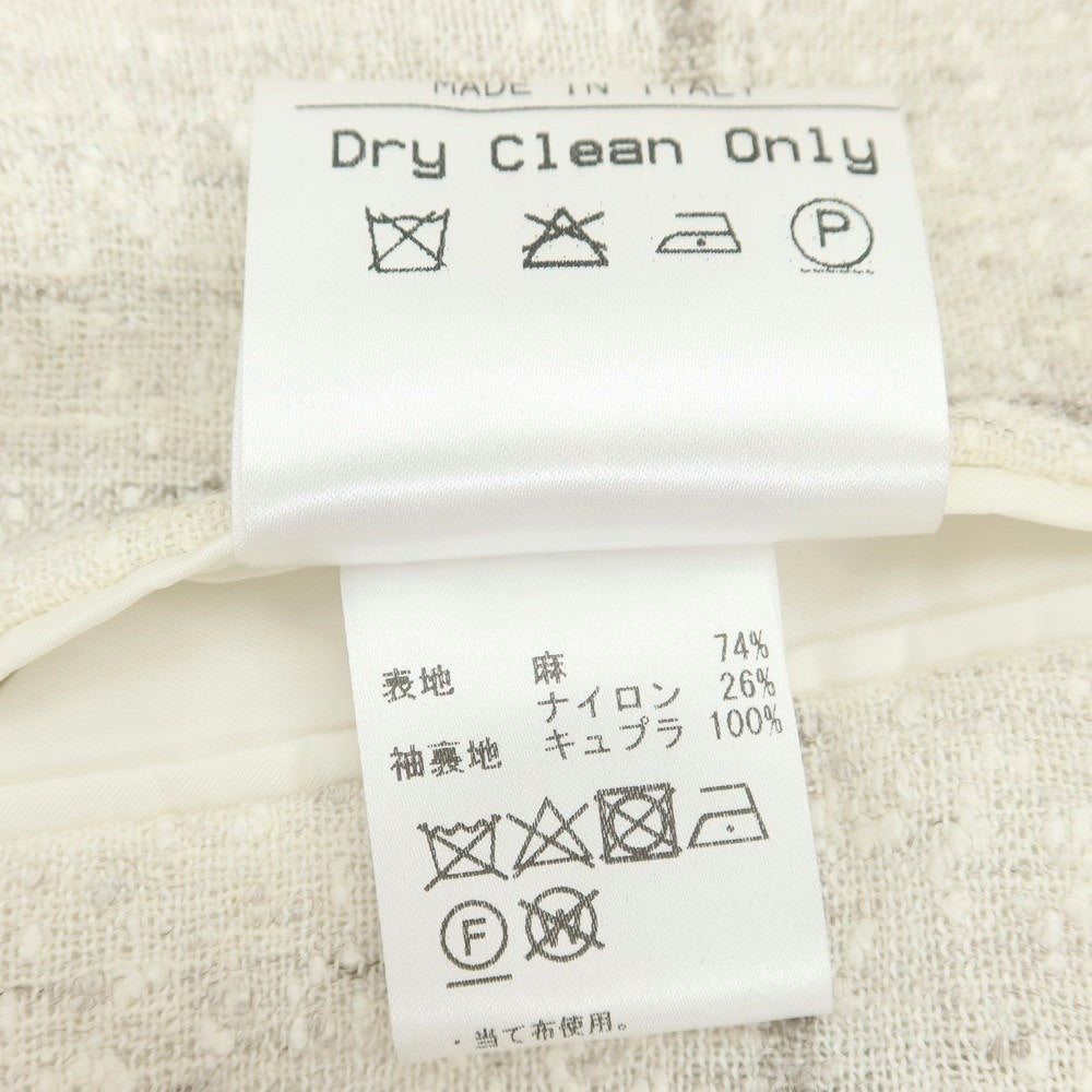 【中古】エルネスト ernesto GFB リネンナイロン ウィンドウペンチェック 2B カジュアルジャケット オフホワイトxグレー【 42 】【 状態ランクC 】【 メンズ 】