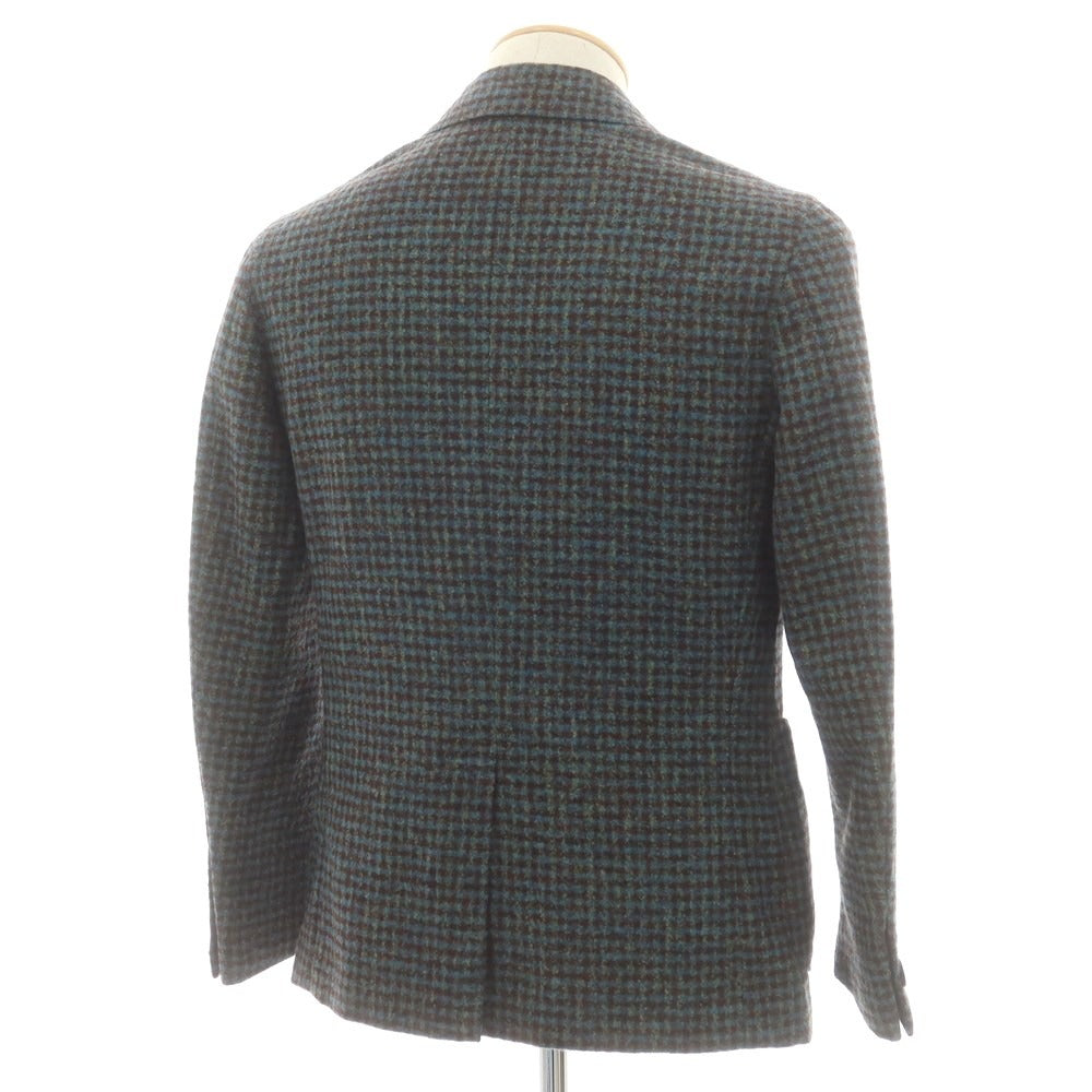 【中古】エルネスト ernesto GFB アルパカウール チェック カジュアルジャケット ブラウンxグリーン【 44 】【 状態ランクB 】【 メンズ 】