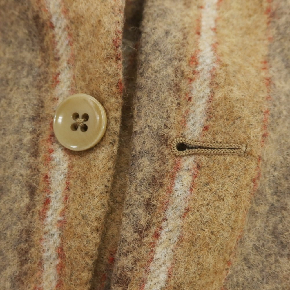 【中古】エルネスト ernesto GFB アルパカナイロン ストライプ カジュアルジャケット ブラウンベージュxグレー【 44 】【 状態ランクB 】【 メンズ 】