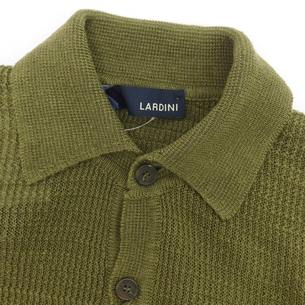 【中古】【未使用】ラルディーニ LARDINI リネン 襟付き カーディガン オリーブ【 44 】【 状態ランクS 】【 メンズ 】