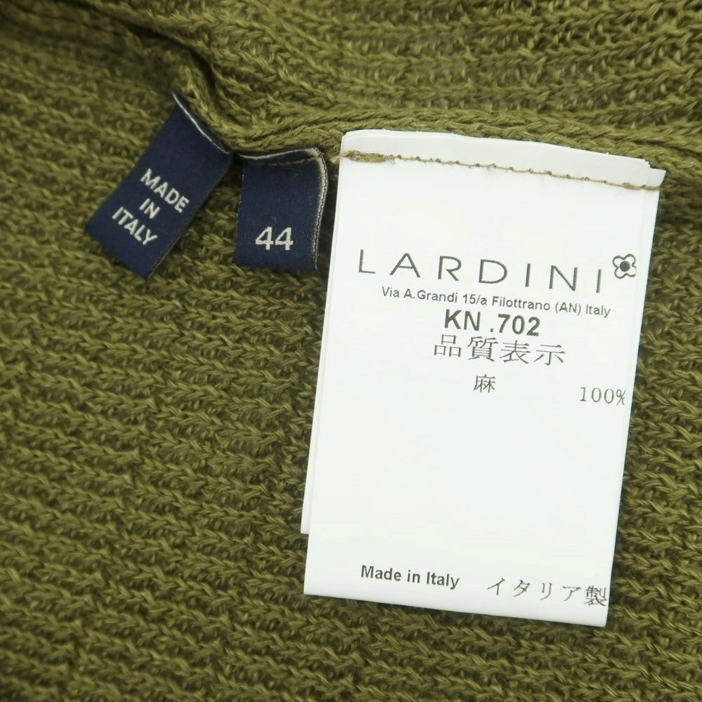 【中古】【未使用】ラルディーニ LARDINI リネン 襟付き カーディガン オリーブ【 44 】【 状態ランクS 】【 メンズ 】