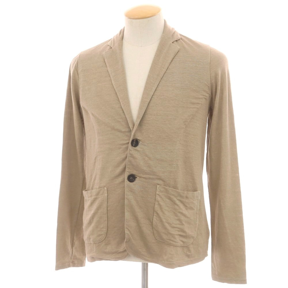 【中古】【未使用】ロベルトコリーナ ROBERTO COLLINA リネン ジャージー ニットジャケット ベージュ【 44 】【 状態ランクS 】【 メンズ 】