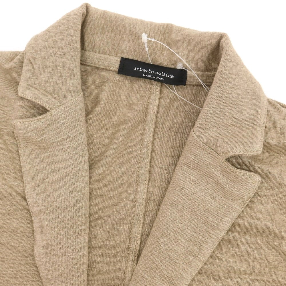 【中古】【未使用】ロベルトコリーナ ROBERTO COLLINA リネン ジャージー ニットジャケット ベージュ【 44 】【 状態ランクS 】【 メンズ 】
