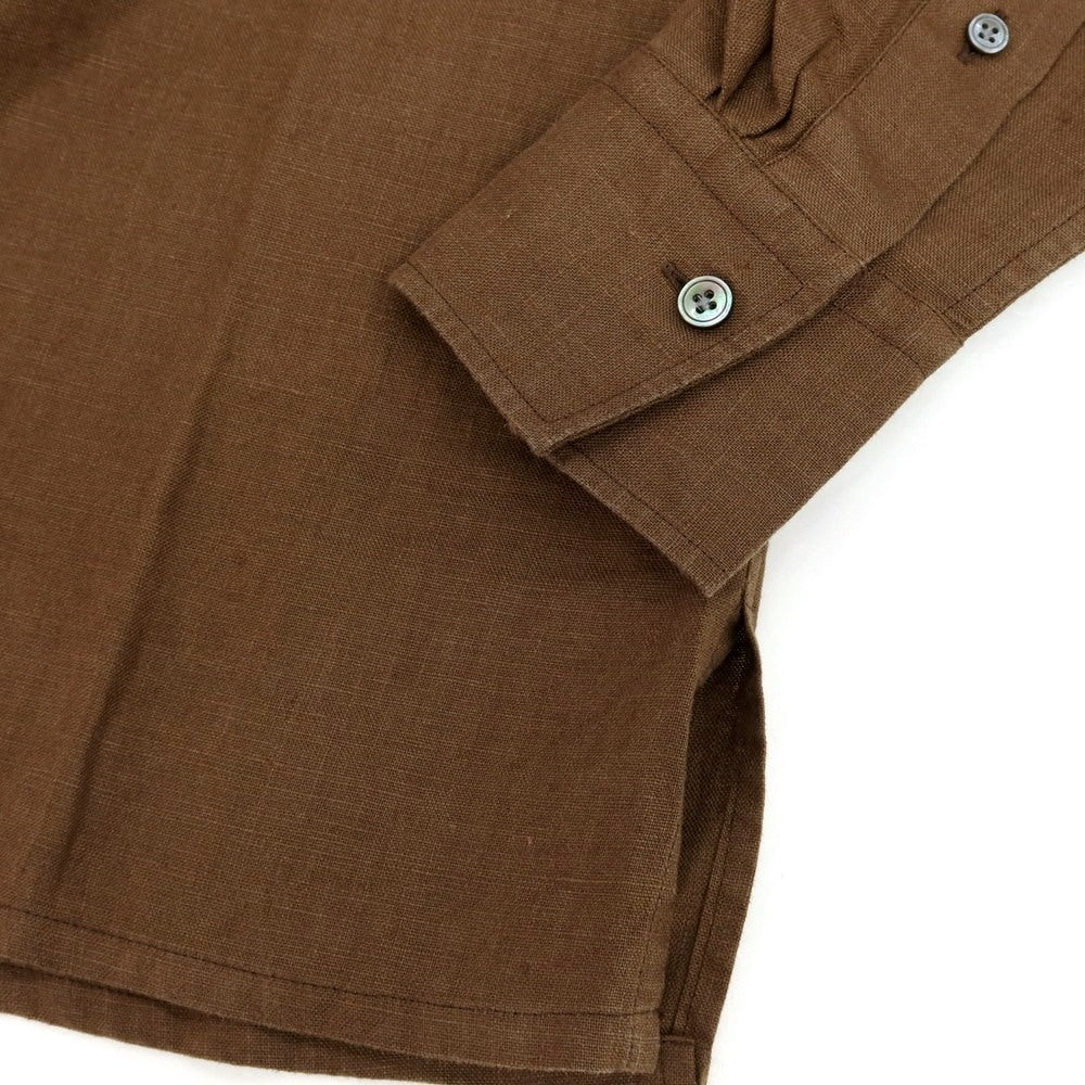 【中古】バグッタ Bagutta リネン スタンドカラー カジュアルシャツ ブラウン【サイズ37】【 状態ランクA 】【 メンズ 】