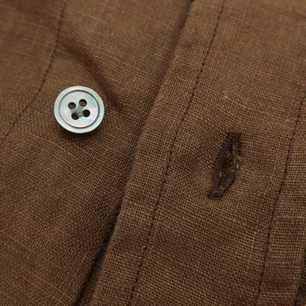 【中古】バグッタ Bagutta リネン スタンドカラー カジュアルシャツ ブラウン【サイズ37】【 状態ランクA 】【 メンズ 】