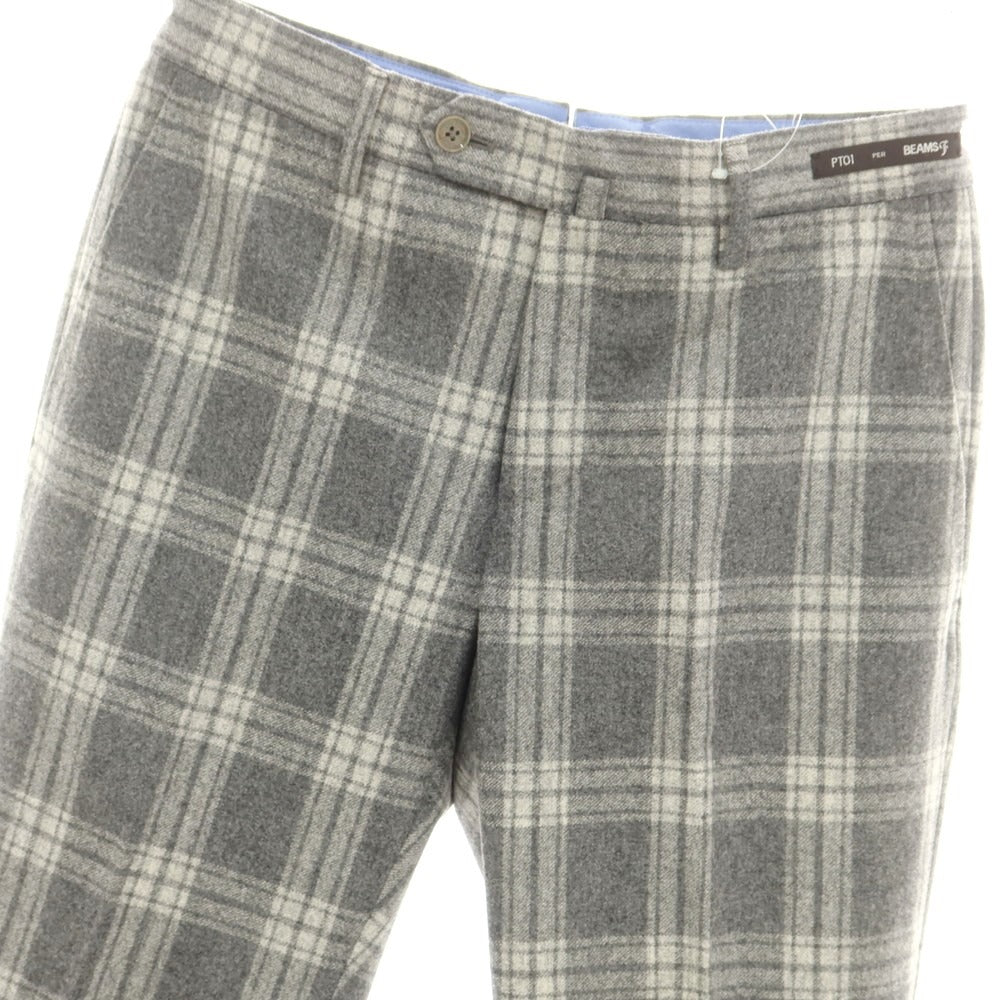 【中古】ピーティーゼロウーノ PT01 ウール カジュアルスラックスパンツ グレーxホワイト【 44 】【 状態ランクA 】【 メンズ 】