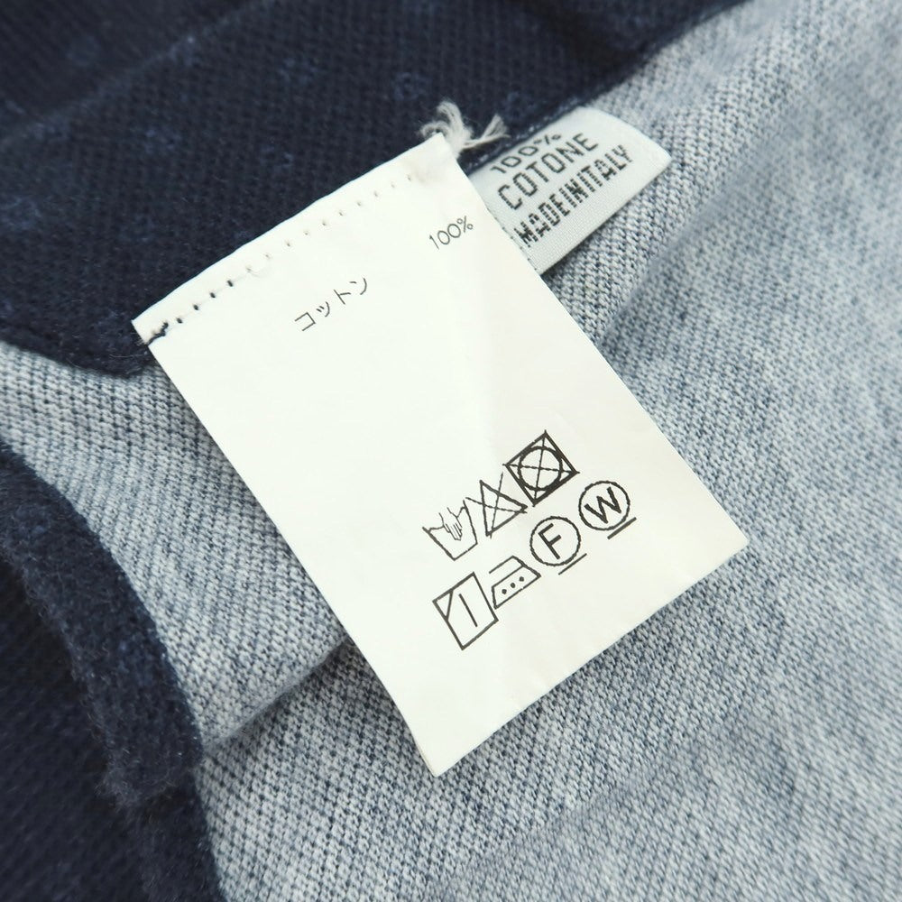 【中古】フィナモレ Finamore コットン ジャージー ドット プリント ワイドカラー カジュアルシャツ ネイビーxブルー【サイズ39】【 状態ランクD 】【 メンズ 】