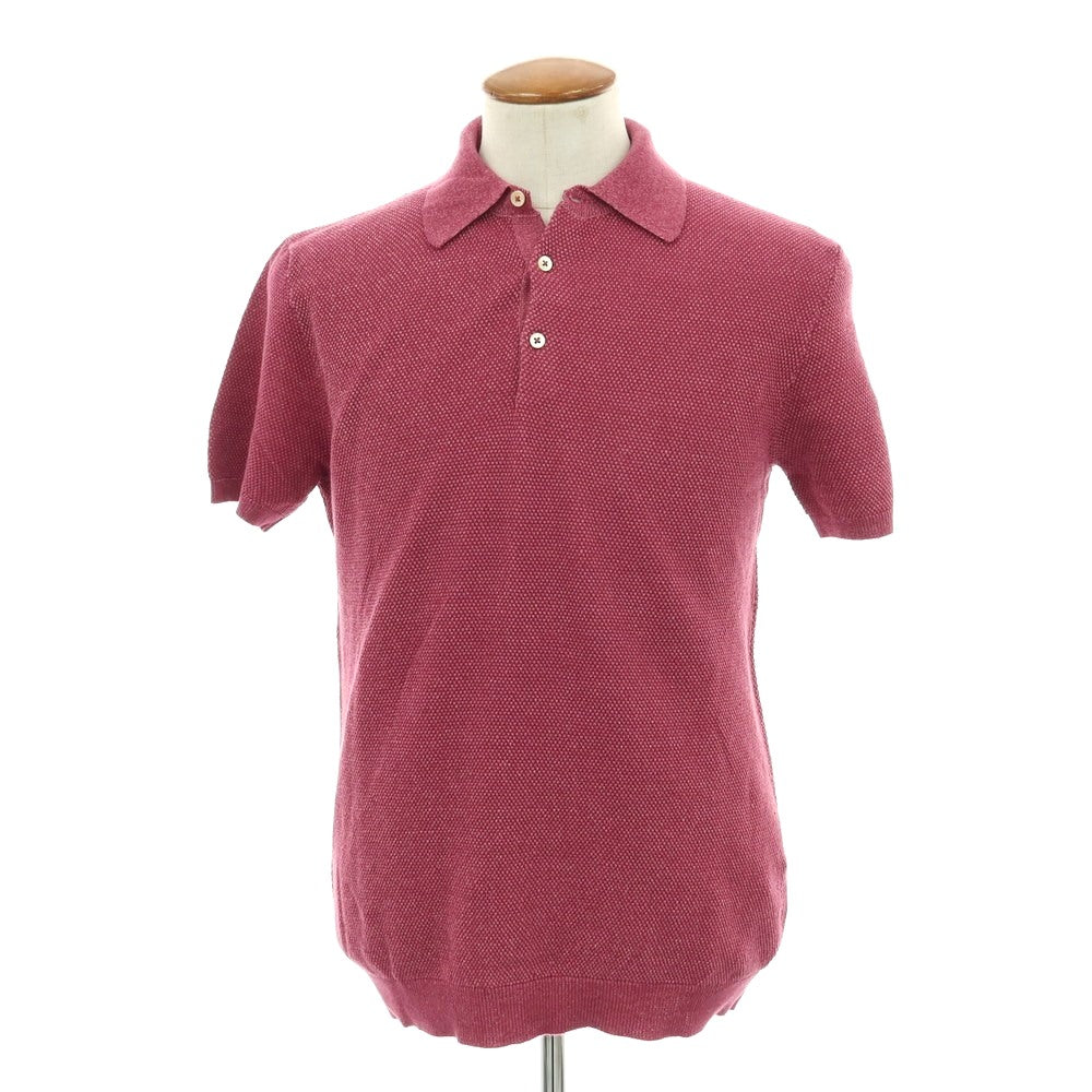 【中古】チルコロ1901 CIRCOLO 1901 コットンリネン 半袖 ポロニット ワインレッド【 M 】【 状態ランクA 】【 メンズ 】