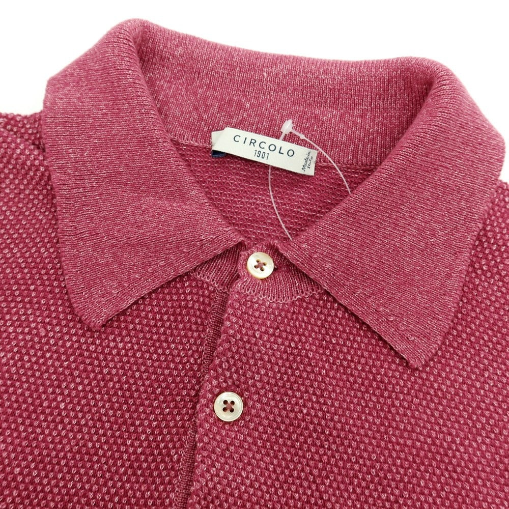 【中古】チルコロ1901 CIRCOLO 1901 コットンリネン 半袖 ポロニット ワインレッド【 M 】【 状態ランクA 】【 メンズ 】