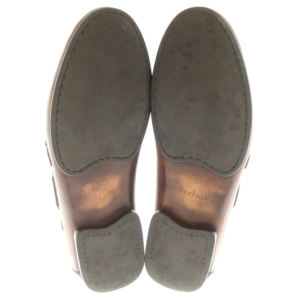 【中古】ベルルッティ Berluti カリグラフィ ローファー ブラウン【 7 1/2 】【 状態ランクB 】【 メンズ 】