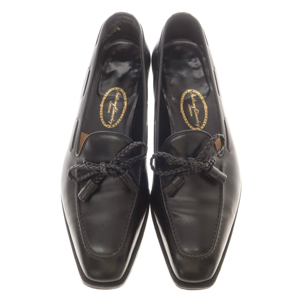 【中古】アンソニー クレバリー ANTHONY CLEVERLEY リボンローファー ブラック【 7 1/2E 】【 状態ランクB 】【 メンズ 】